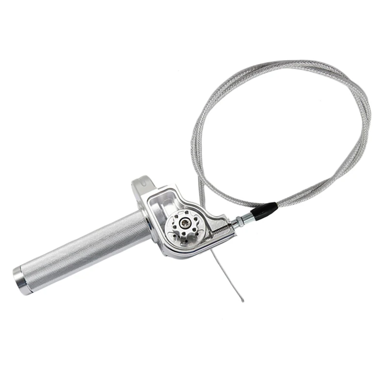 ZS Racing 22 мм 7/8 ''мотоциклетные поворотные ручки с дроссельной заслонкой, закрученный газ с кабелем для Kayo Bse Apollo 70-250cc Dirt Pit Bikes - Цвет: Серебристый