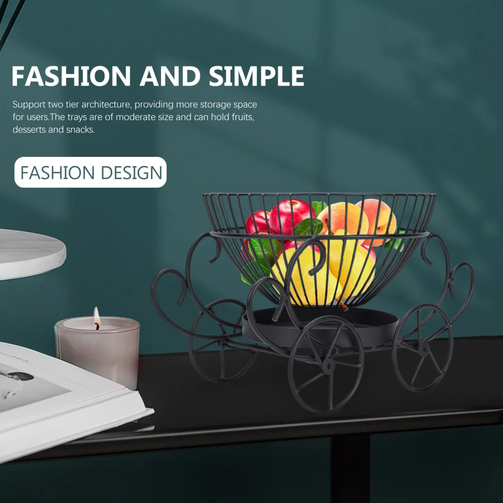 

1pc Decorative Fruit Holder Vegetables Organizer Iron Round Fruit Bowl