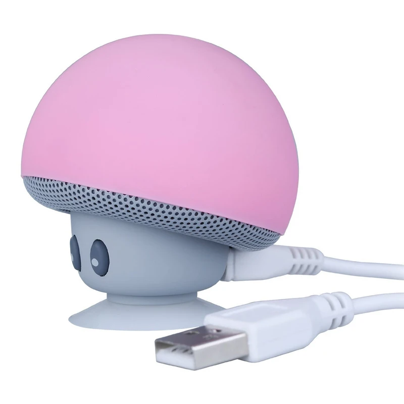 Розовый Мультфильм гриб Беспроводной bluetooth динамик водостойкая присоска Мини bluetooth динамик аудио открытый портативный кронштейн - Цвет: Розовый