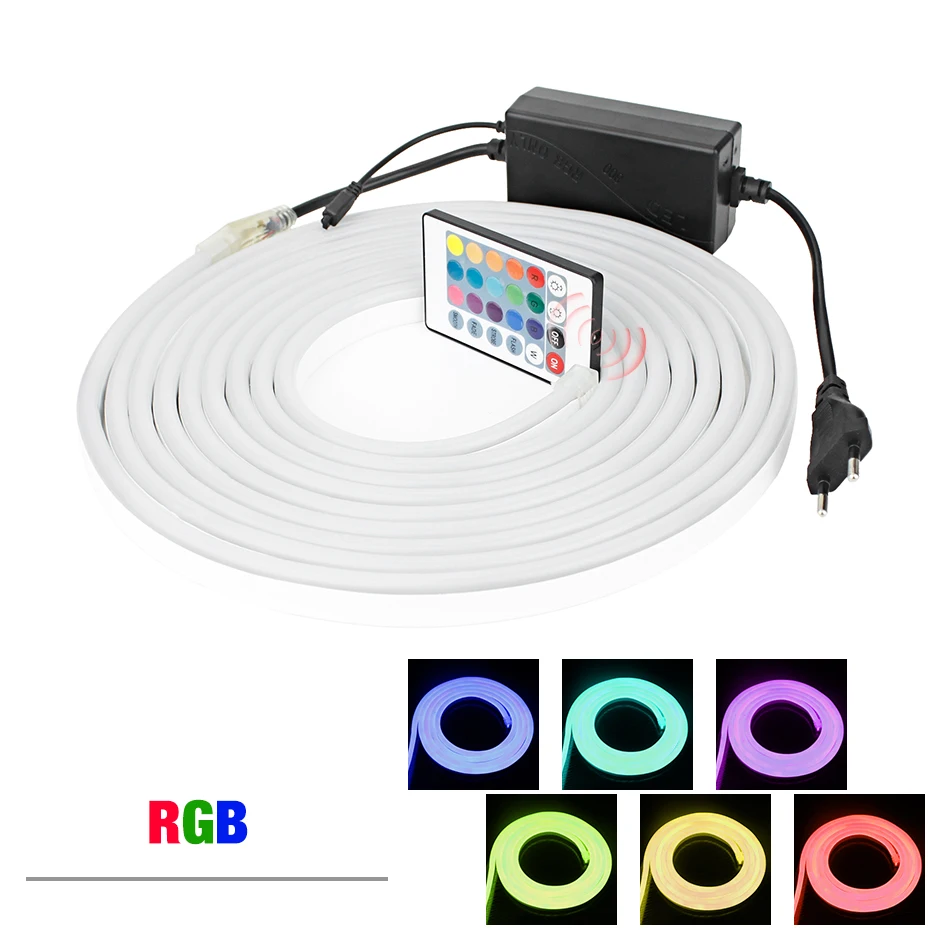 

Colorful 220V 1-20M Flexible Soft Tube LED Neon Lights Strip Waterproof Ribbon Led Tape Xmas Decor White/Pink/Red/Blue/Green/RGB