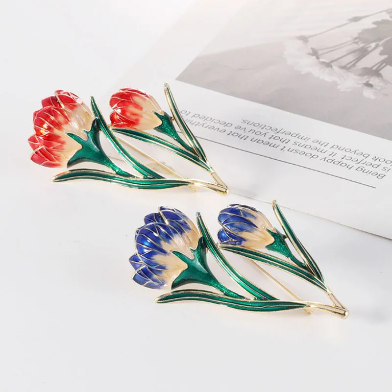 

Tulip High-grade Dripping Oil Painting Color Flower Brooches Women Men Brooch Dress Jewelry