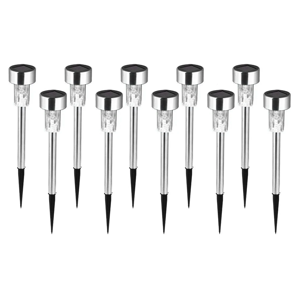 

10Pcs Small Tube Lawn Path Light Warm White Energy Saving LED Solar Lights Outdoor Garden Yard Art Stainless Steel Lawn Stake
