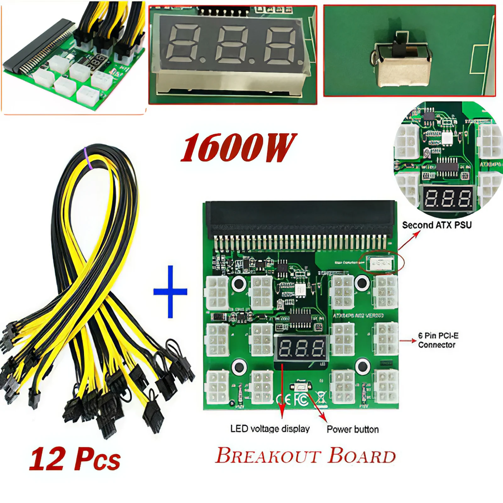 

Плата адаптера с 12 портами и 6 контактами, 12 В, компактная видеокарта «сделай сам», адаптер питания, преобразователь, сменный модуль с цифров...