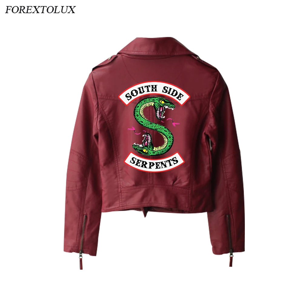 Женская куртка из искусственной кожи с буквенным принтом South Side Riverdale|Женские