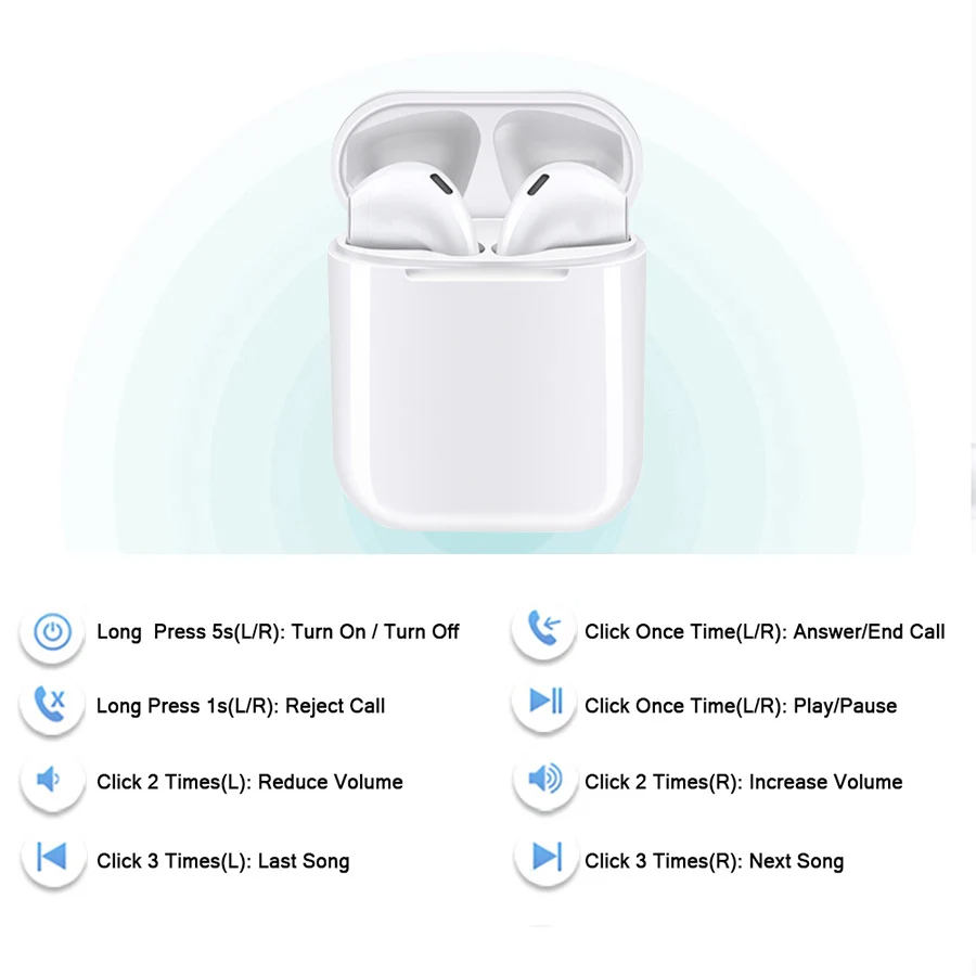 Оригинальные беспроводные наушники i12 TWS 2019 мини Bluetooth 5 0 для iPhone samsung xiaomi huawei PK i10 i11