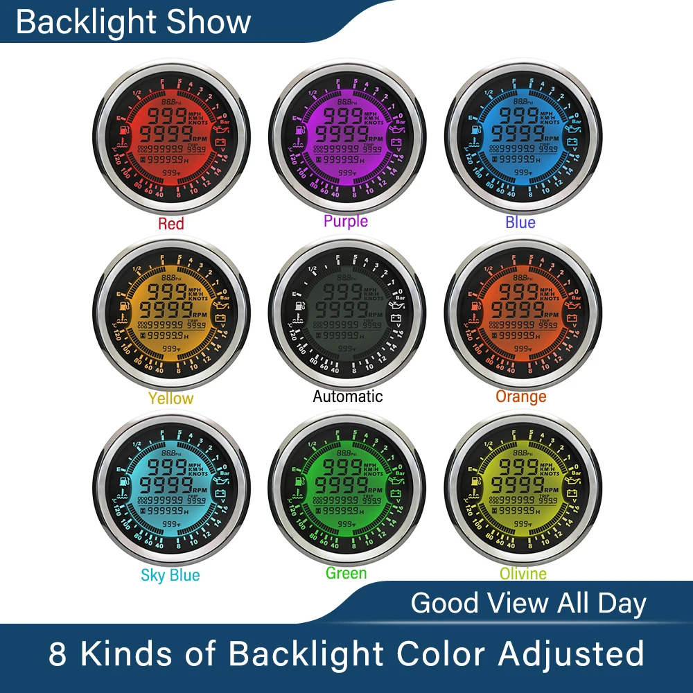 Универсальный 85 мм 6 в 1 цифровой многофункциональный манометр 12В 24В 5/10 бар