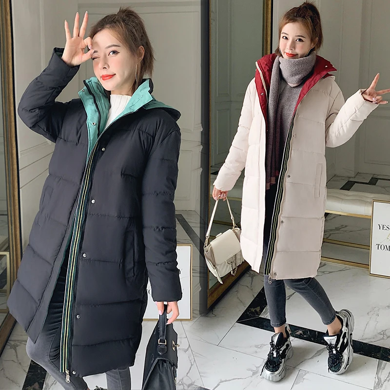 

women's long Parka 2020 winter new large size bread coat over the knee thicken winter coat hooded down jacket outwear windproof