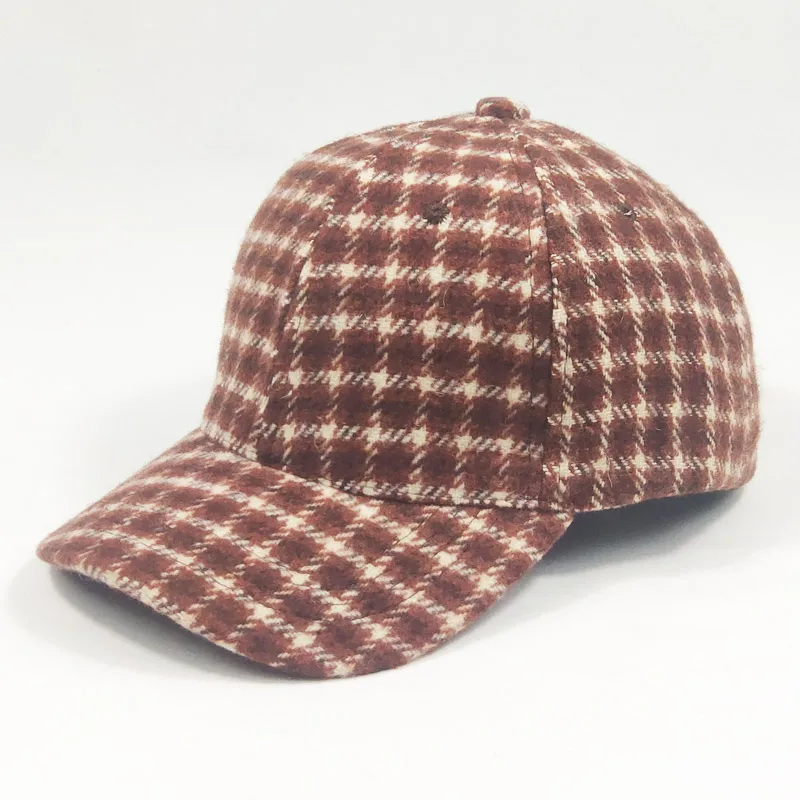 3-8yrs Wool Blend Tweed Kids Cap Plaid Winter Baseball Cap for Boys Girls Yellow Blue Brown