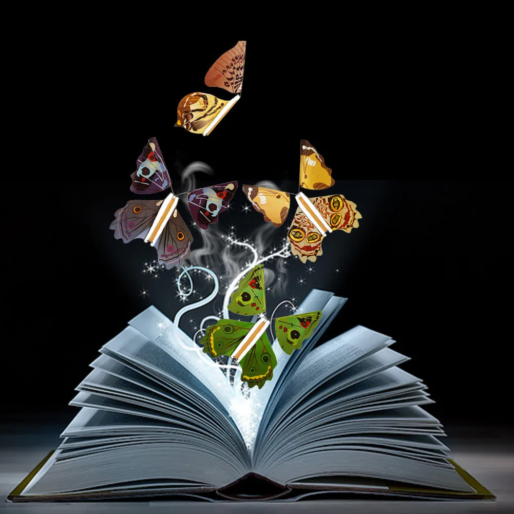 Mariposa voladora aleatoria para ni&ntilde;os, juguete m&aacute;gico, Hada M&aacute;gica, mariposa que vuela en el libro, 1 unidad-5