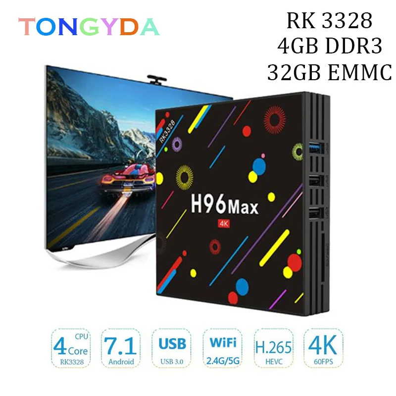 H96 MAX Smart tv Box Android 9 0 4 Гб ОЗУ 64 Rockchip RK3328 H.265 4K Youtube Netflix Google Play ГБ 32 | Электроника