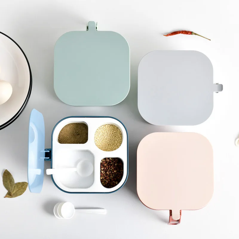 

Seasoning Box Four Compartments Storage Of Kitchen Supplies Salt Jar Of Monosodium Glutamate In Household Condiment Botton