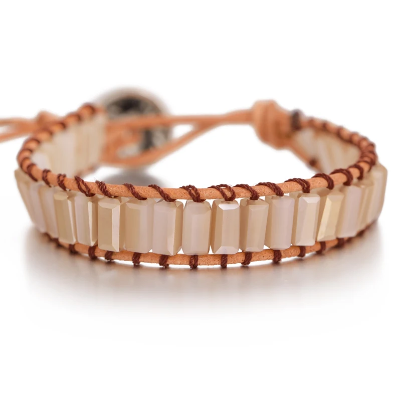 SL1657 Chakra Bracelet Jewelry Handmade Multi Color Natural Stone Tube Beads Leather Wrap Bracelet Couples Bracelets Creative Gifts - Окраска металла: SL1657