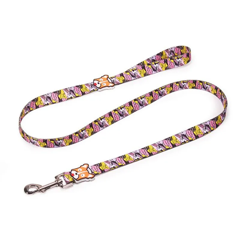 Leash Поводок для собак с регулировкой, не тянется, с красочным рисунком, легко управляемая ручка для маленьких и средних собак, тренировочный жилет для прогулок - Цвет: Leash