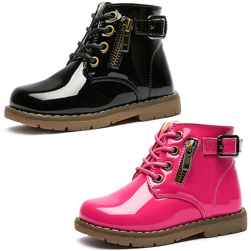 SandQ/детские ботинки Ботильоны на молнии для мальчиков Модная черная обувь с