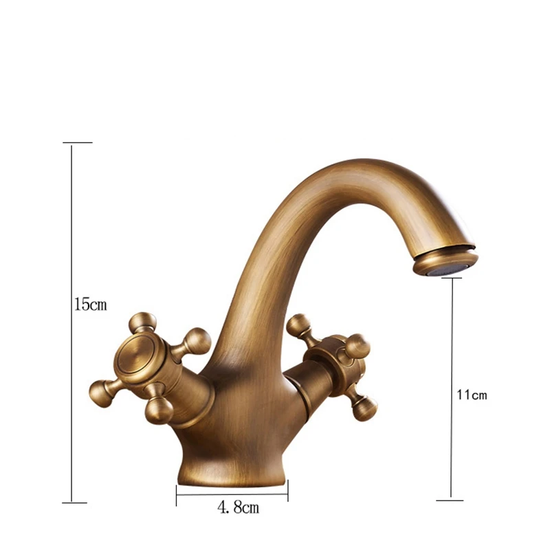 

Antique Faucet Hot and Cold Water Br Bronze Brushed Sink Faucets Bathroom Vintage Basin Double Handle Mixer
