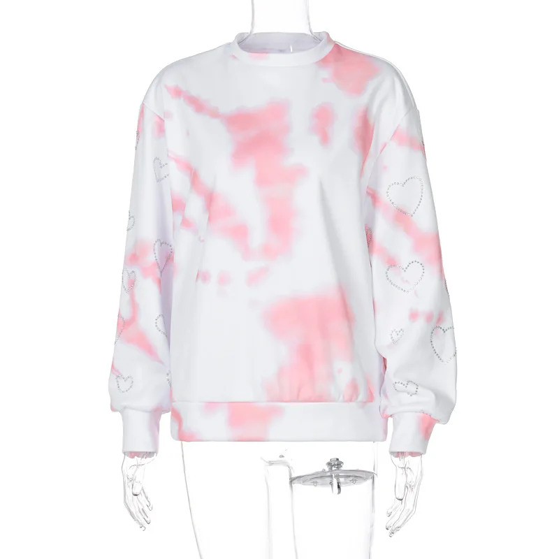 

Jane Deiune 2021 Spring Autumn Women Print O-Neck Long Sleevce Plush Sweatshirt Lady Fashion Chic Casual Tops