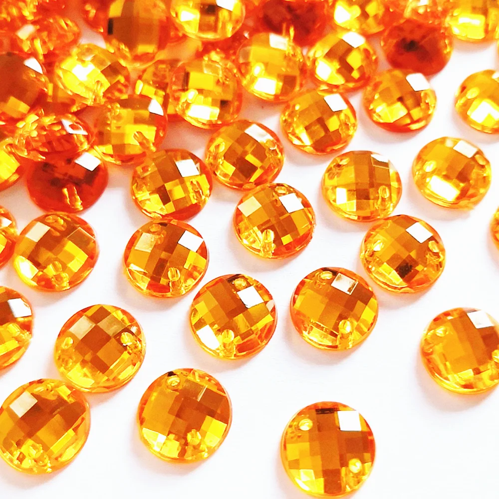 Круглый с сетчатой поверхностью 12 мм акриловый 250 шт. пришить кристаллов желтые