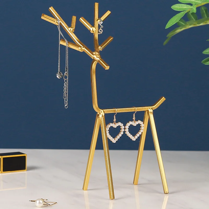 

Iron Geometric Deer Jewelry Rack Creative Home Table Earrings Necklace Storage Display Stand Gift Exquisite And Elegant Ornament