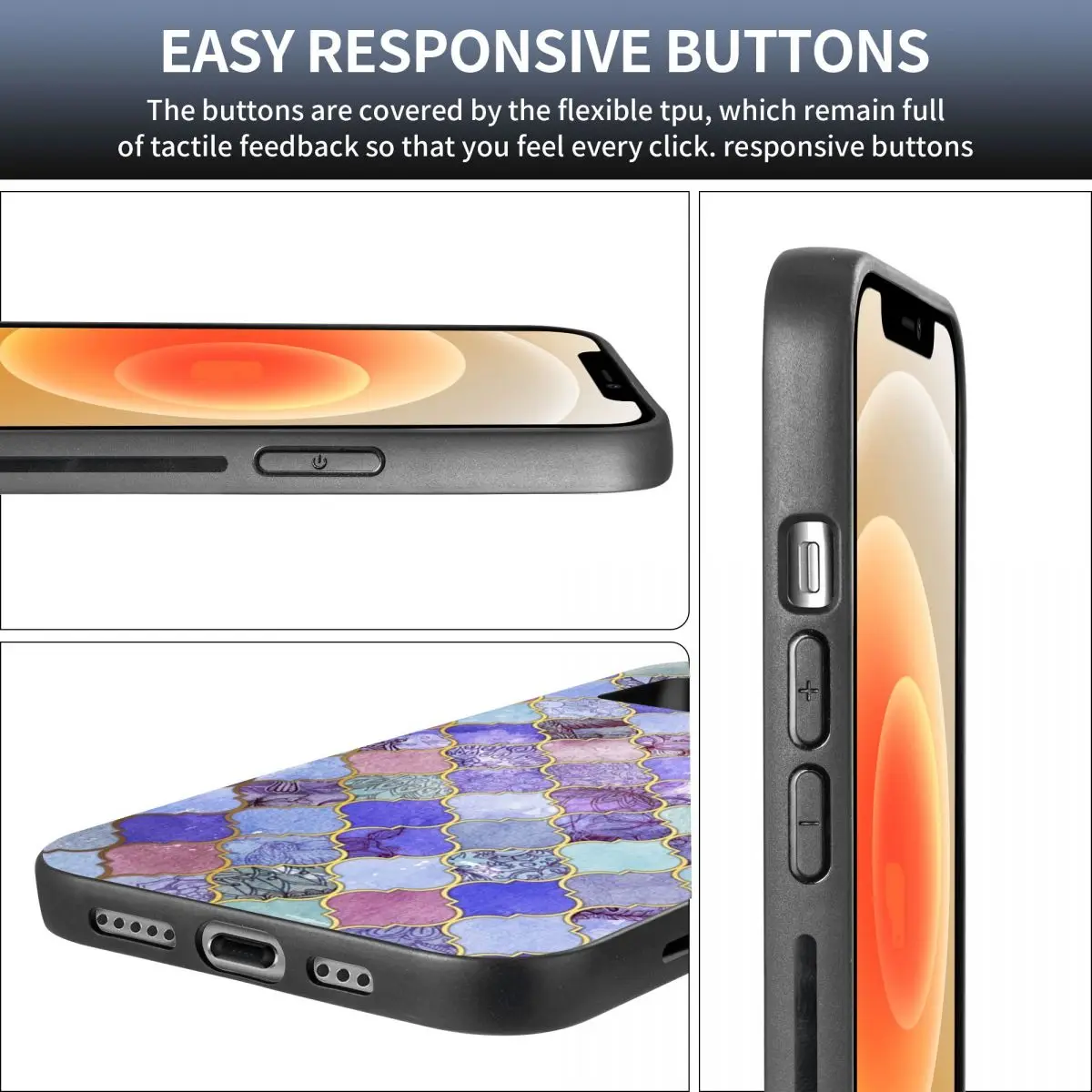 Royal Purple Mauve Indigo Moroccan Tile PC Glass TPU Phone Cover for iPhone 13 12 11 Xs Xr X Pro Max Mini 7 8 Se2 Plus 6 6S | Мобильные