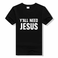 mens summer tees boys male t shirts tops 100 cotton yall need jesus tshirt christian church youth worship clothes
