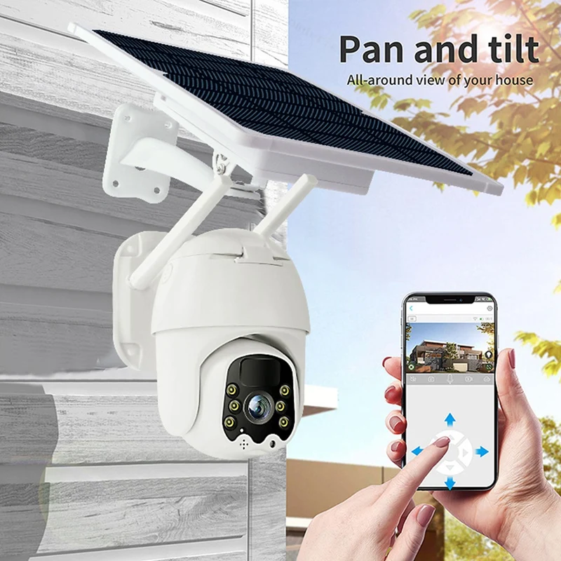 

WiFi Security Camera Pan Tilt Camera with Solar Panel 3MP CCTV IP65 Waterproof 2 Way Audio Night Vision PTZ Camera