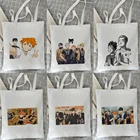 Холщовые сумки для волейбола Haikyuu для юниоров, вместительные сумки-тоуты с рисунком аниме, шоппер