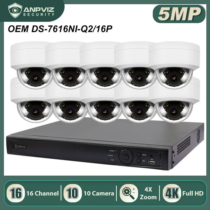 

Anpviz 16CH 4K NVR 5MP Dome Audio/4X Optical POE IP Camera Kit Home/Outdoor Security Systems CCTV Video Surveillance NVR Kit