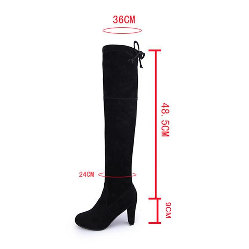 

Fashion Suede Leather High Heels Lace Red Brown Gray Black Ladies Thigh High Boots Women Over the Knee Boots Plus Size Shoes