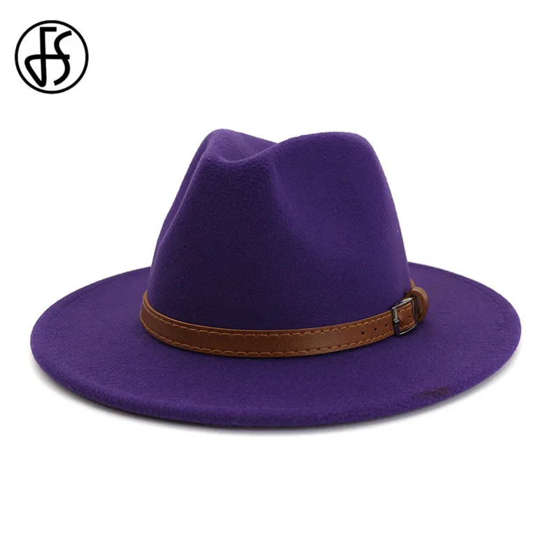 FS зимние Осенние шерстяные шапки для мужчин женские фетровые шляпы черные