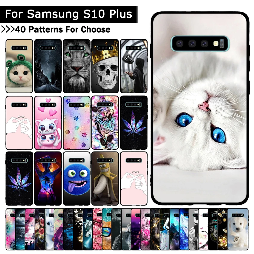 Чехол для Samsung Galaxy S10 Plus мягкий ТПУ чехол с мультяшным изображением животного кота