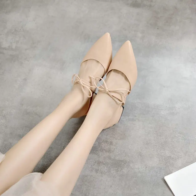 Женские мюли с квадратным каблуком острым носком размеры 46 47|Тапочки| |