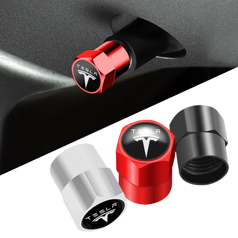 4pcs 3D Metal Car Tire Valve Caps Wheel Waterproof Dust Cover Accessories For Tesla Model 3 X S | Автомобили и мотоциклы