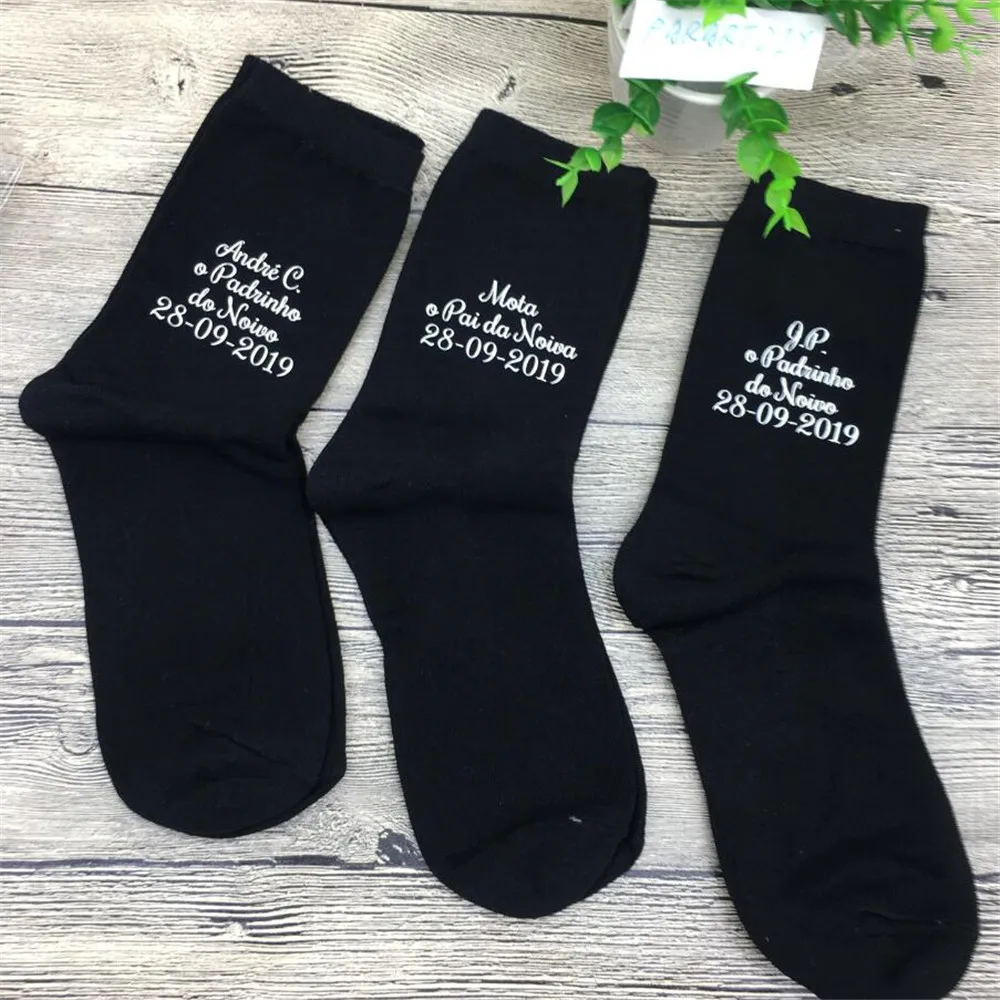Персональное имя свадебный жених Лучший человек пастух темно синие носки