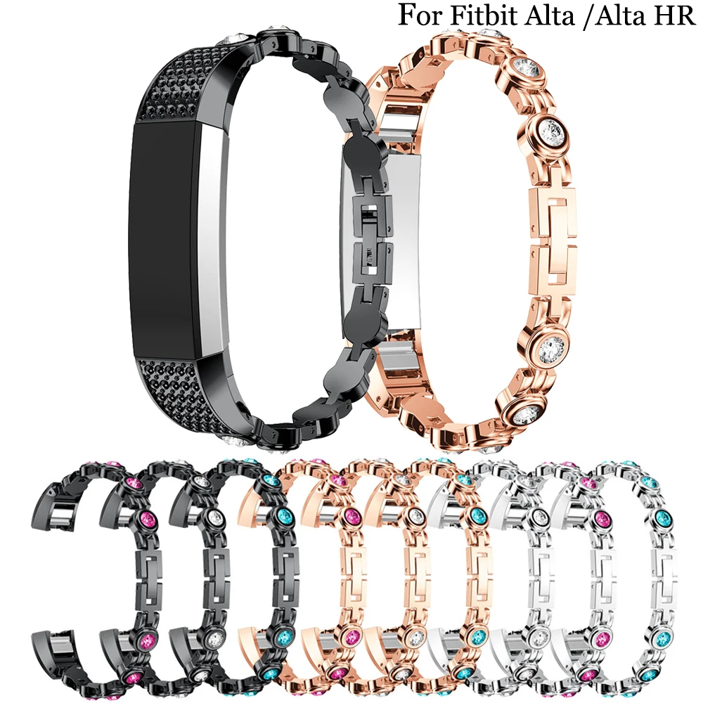 

Women fashion Stainless Steel Watch Bracelet wrist Band Strap For Fitbit Alta/Alta HR with colored diamond watch accessories