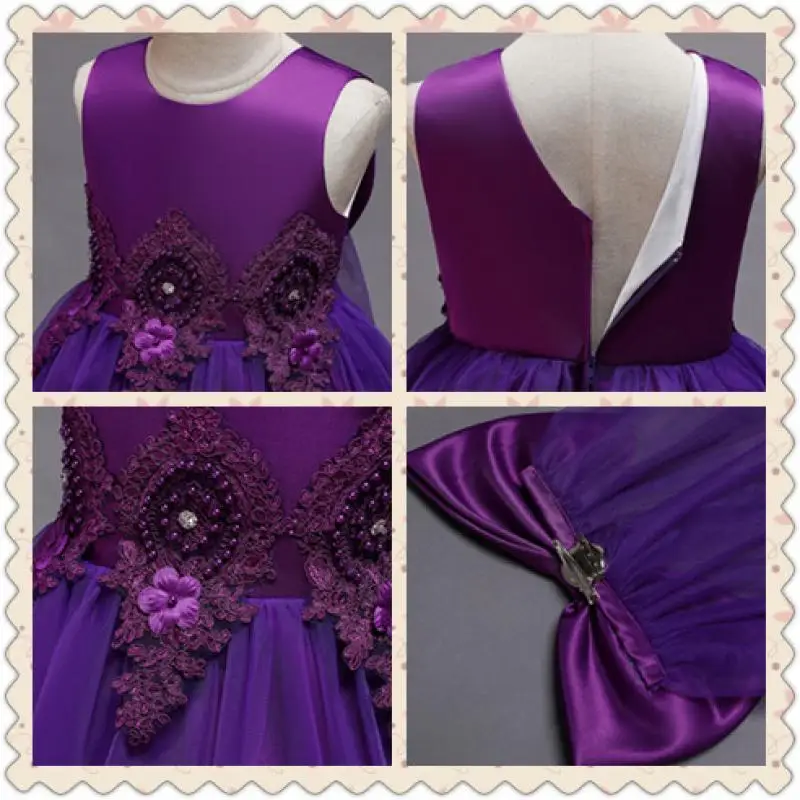 Для девочек платье с цветочным принтом для детей Свадебная вечеринка принцессы