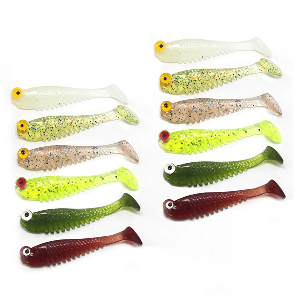 5/10/20pcs Luminous Luya Bait Fishing Lures Simulation T-tail Soft Baits Fake Artificial Night Fishing Lures Fishing Accrssories