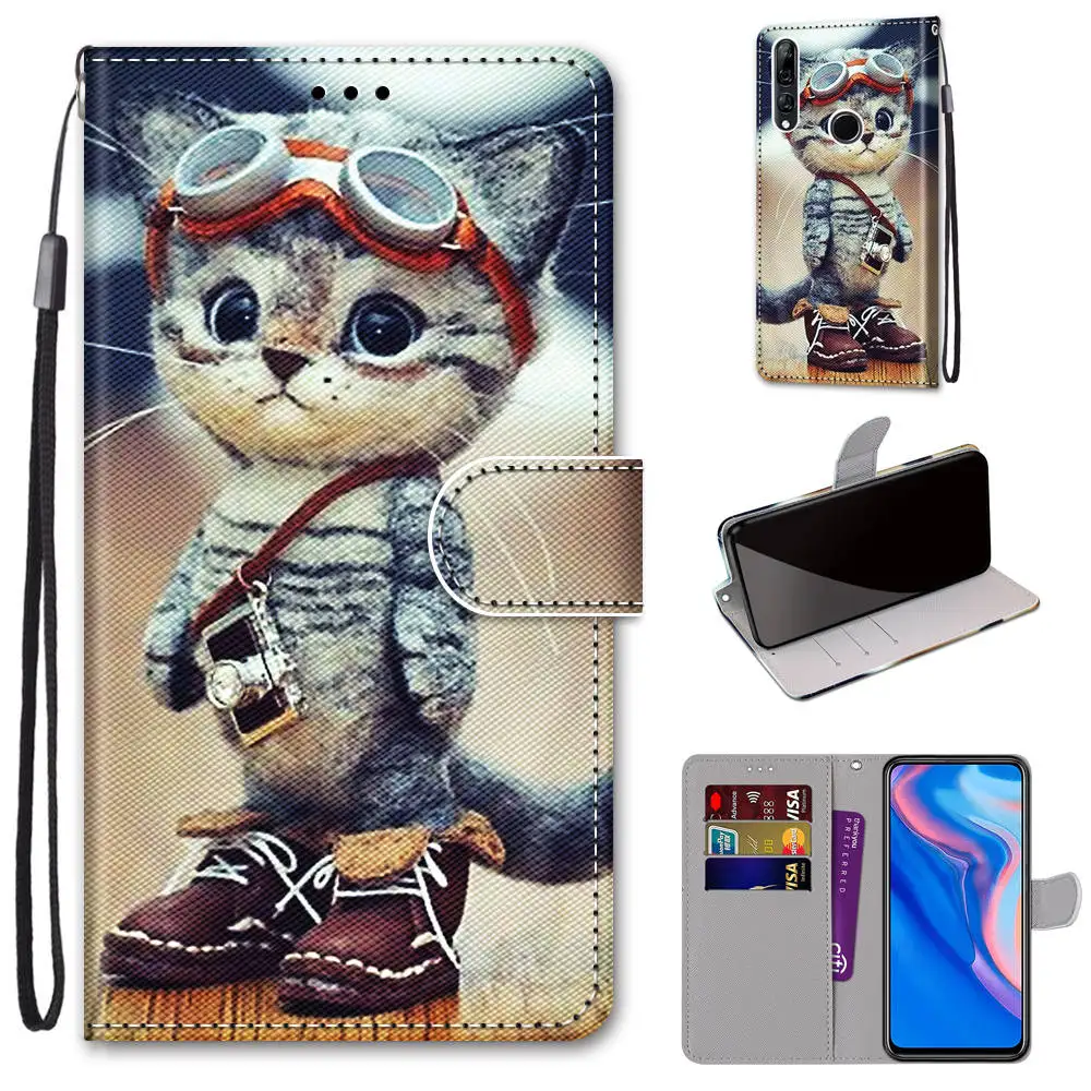 

Printed Leather Case For Honor 9X Lite 8 10 Lite Case Flip Wallet Book Cute Phone Cover For Huawei P8 P9 Lite 2017 P Smart Z Bag