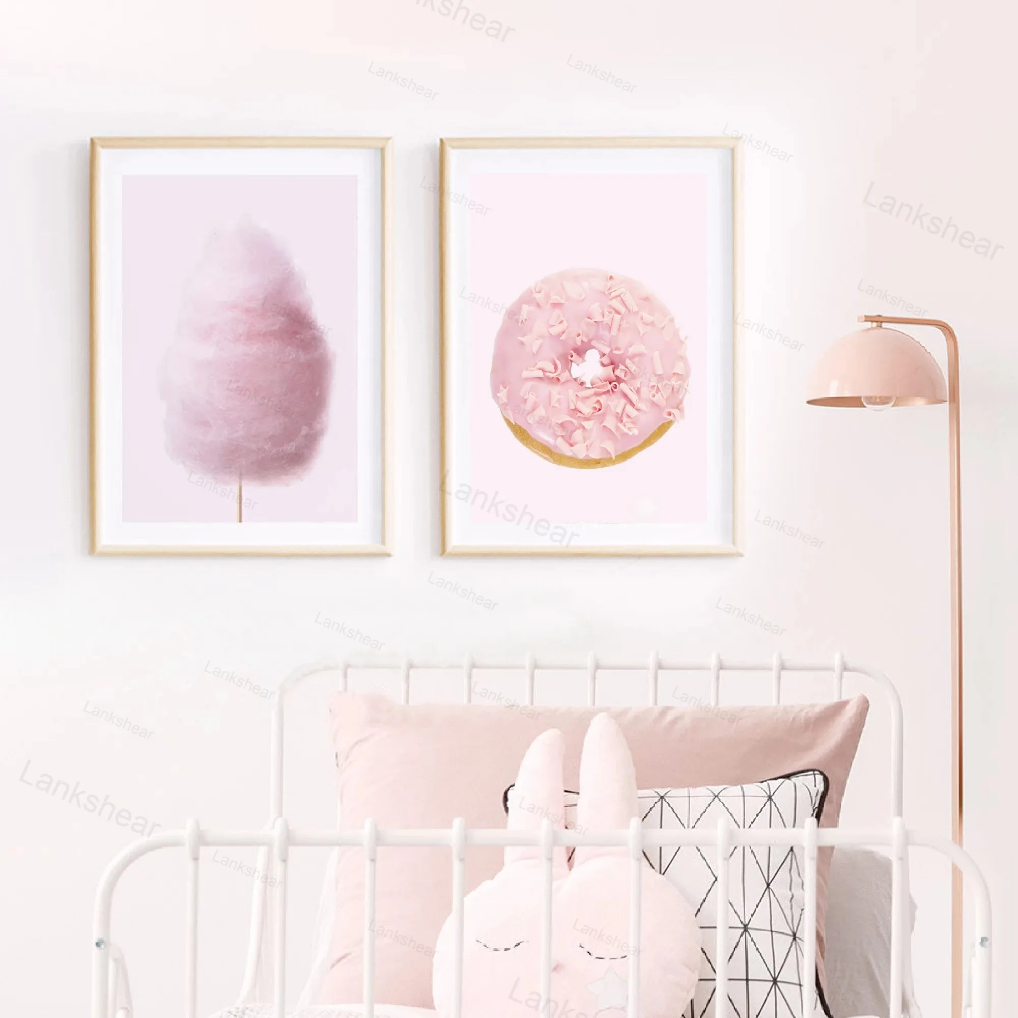 

Pink Donut Poster Nursery Decor Pastel Pink Cotton Candy Sweets Wall Art Canvas Painting Nordic Prints Baby Girls Bedroom Decor