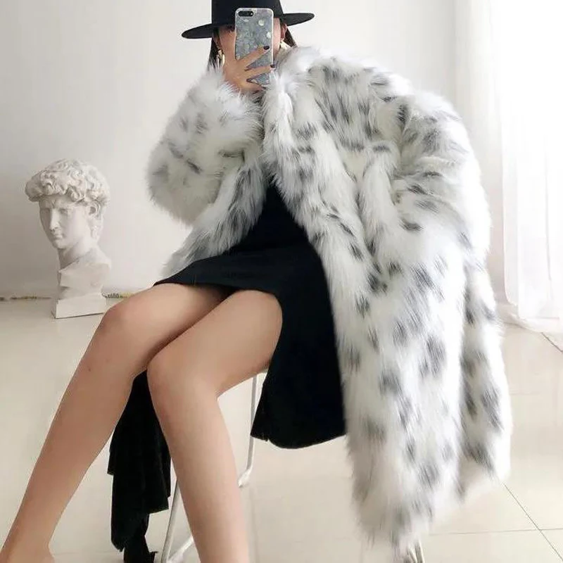 2021 Women's  Winter Thick Long Fur Overcoat  New Plush Coat Female Loose Faux Fox Fur High Quality Warmer Plush Jacket Coat