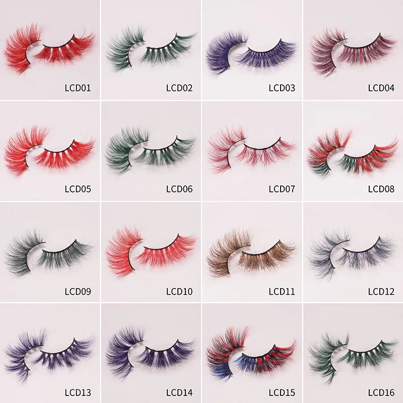 

LM&Beauty 25mm Natural Colorful Long Mink Eyelashes Handmade 5D Crossed False Lashes Make-up Extension Tools