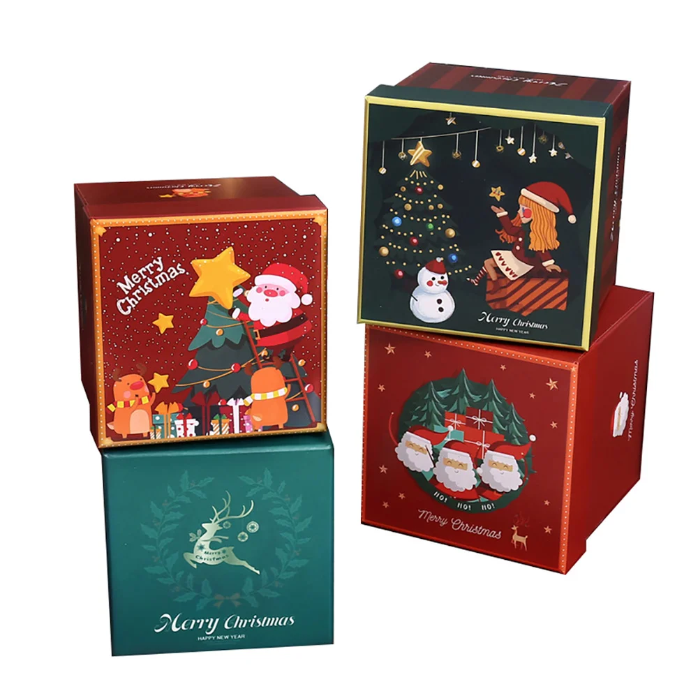 

4pcs Christmas Gift Boxes Holders Candy Boxes Christmas Party Favor Boxes