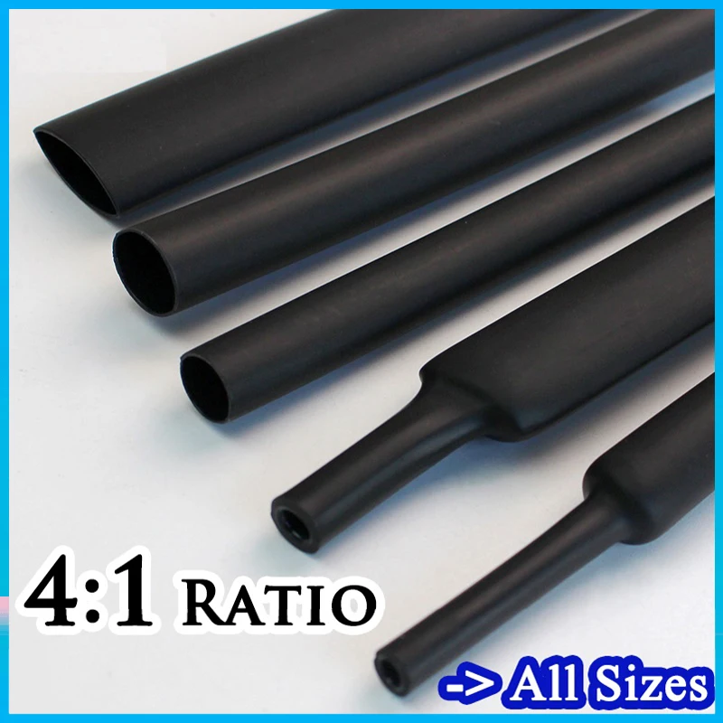 4/6/8/12/16/18/20/24/32/40/52MM 4:1 ratio Heat Shrink Tube with Glue Dual Wall Adhesive Tubing Sleeve Wrap Wire Cable kit
