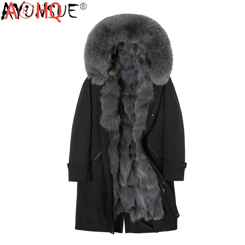 

2021 New Winter Jacket Men Clothing Real Fox Fur Coat Man Parka Short Style Mid-length X-long Style Jackets Ropa LXR1057