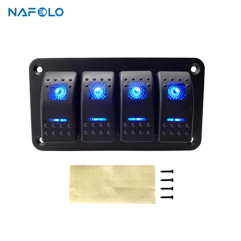 

2/3/4 Gang Rocker Switch Panel Car SUV Marine RV Truck Camper Boat Circuit LED Breaker Waterproof ON/Off Toggle Switch Panel