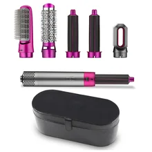 5 in 1 Brand New Automatic Curling Iron Hot Air Hair Brush Complete Styler for Multiple Hair Types and Styles, Fuchsia