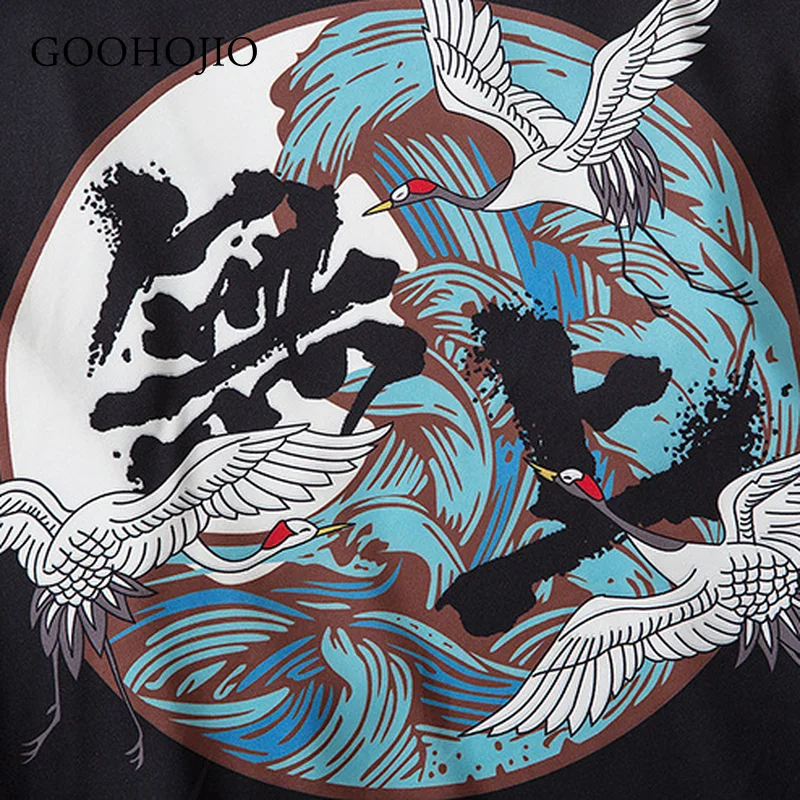 

GOOHOJIO 2021 New Spring and Autumn Chic Antiquity Shirt for Couple All-match Women Shirts Fashionable Casual Crane Shirt Women