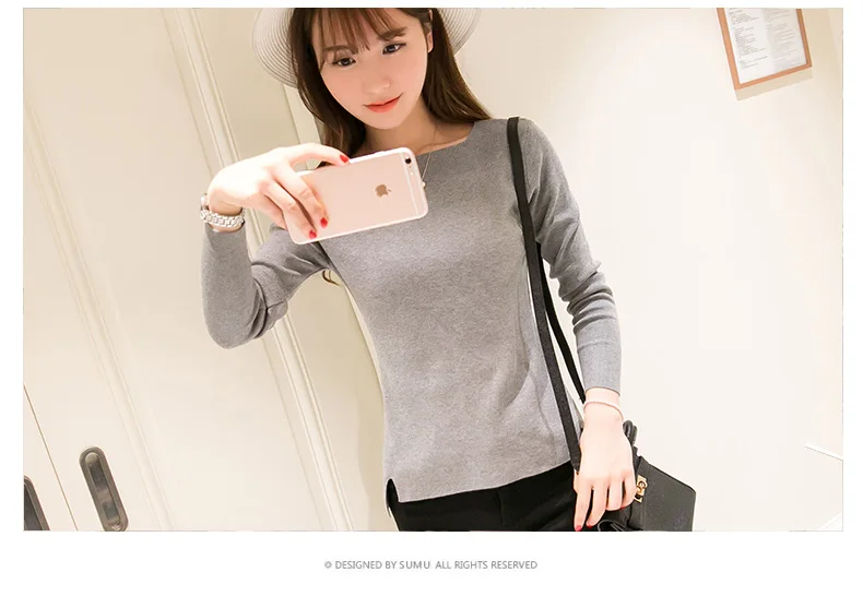OHCLOTHING новые весенние короткие футболки с рукавами пуловер свитер корейский женский тонкий