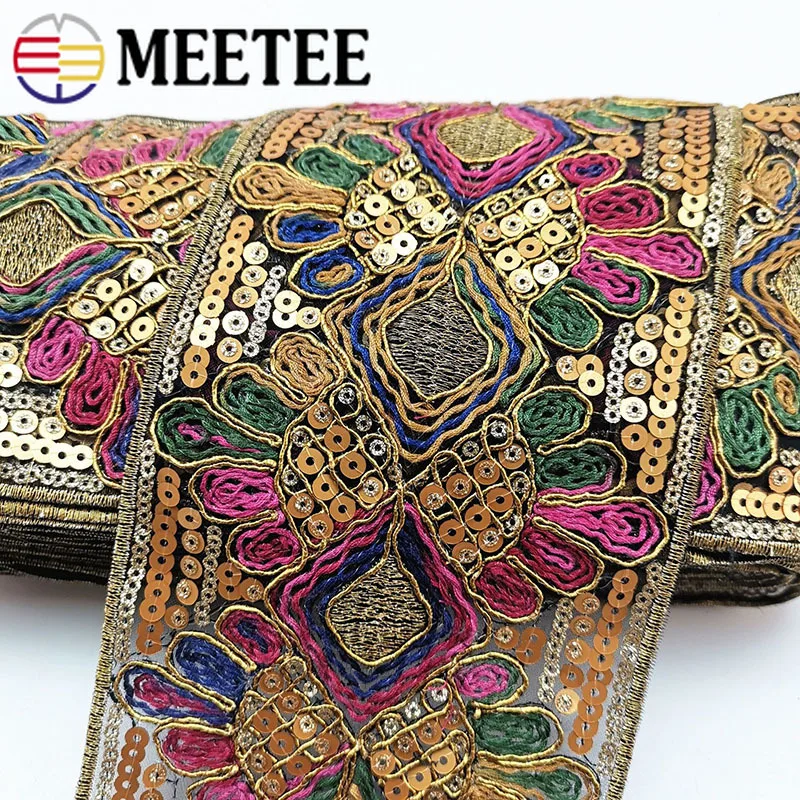 2/4 м 103 мм блестки вышитая кружевная тесьма лента этнические ленты для одежды
