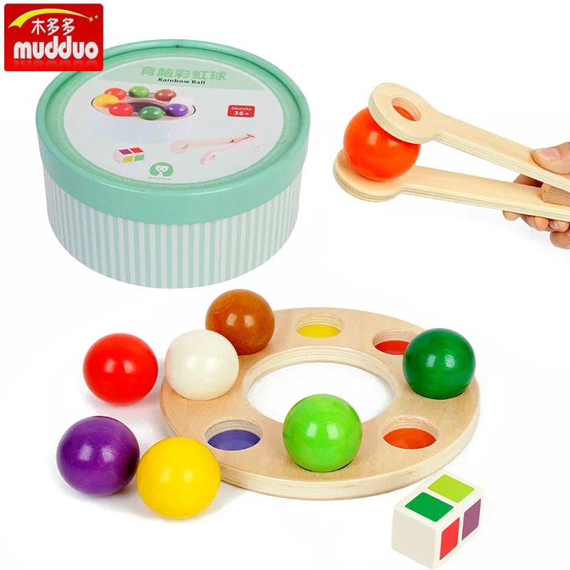 

Wooden Fertility Brain Rainbow Ball Children Desktop Training Clip Beads Game Early Education Color Cognitive Wooden Teaching Ai