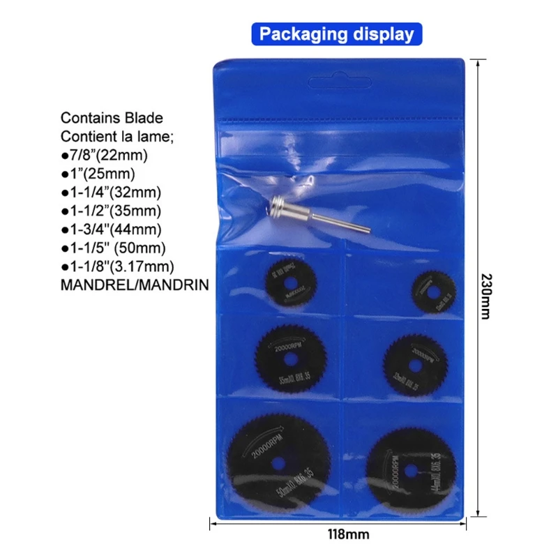 

7pcs/set Black Mini High Speed Steel Saw Web Circular Rotary Cutting Blade 11UA